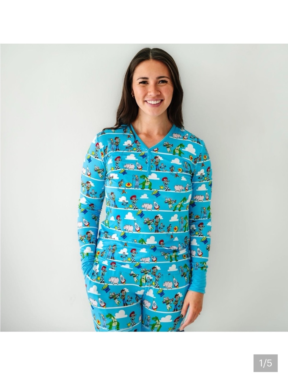 Little Sleepies Bright Blue Kids Pajama Set with Playful Character & Cloud Print
